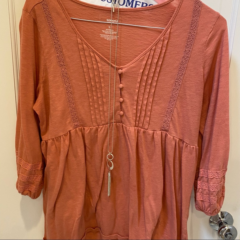 Sonoma maternity top, coral, Large